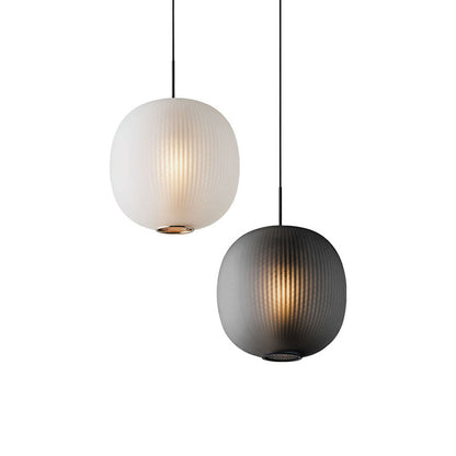 Vintage Ribbed Frosted Glass Pendant