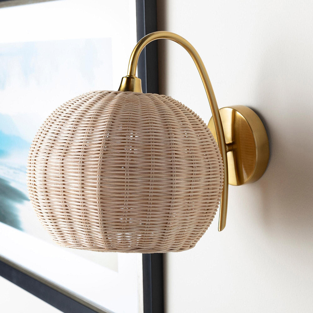 Rattan Lantern Wall Sconce