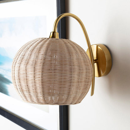 Rattan Lantern Wall Sconce