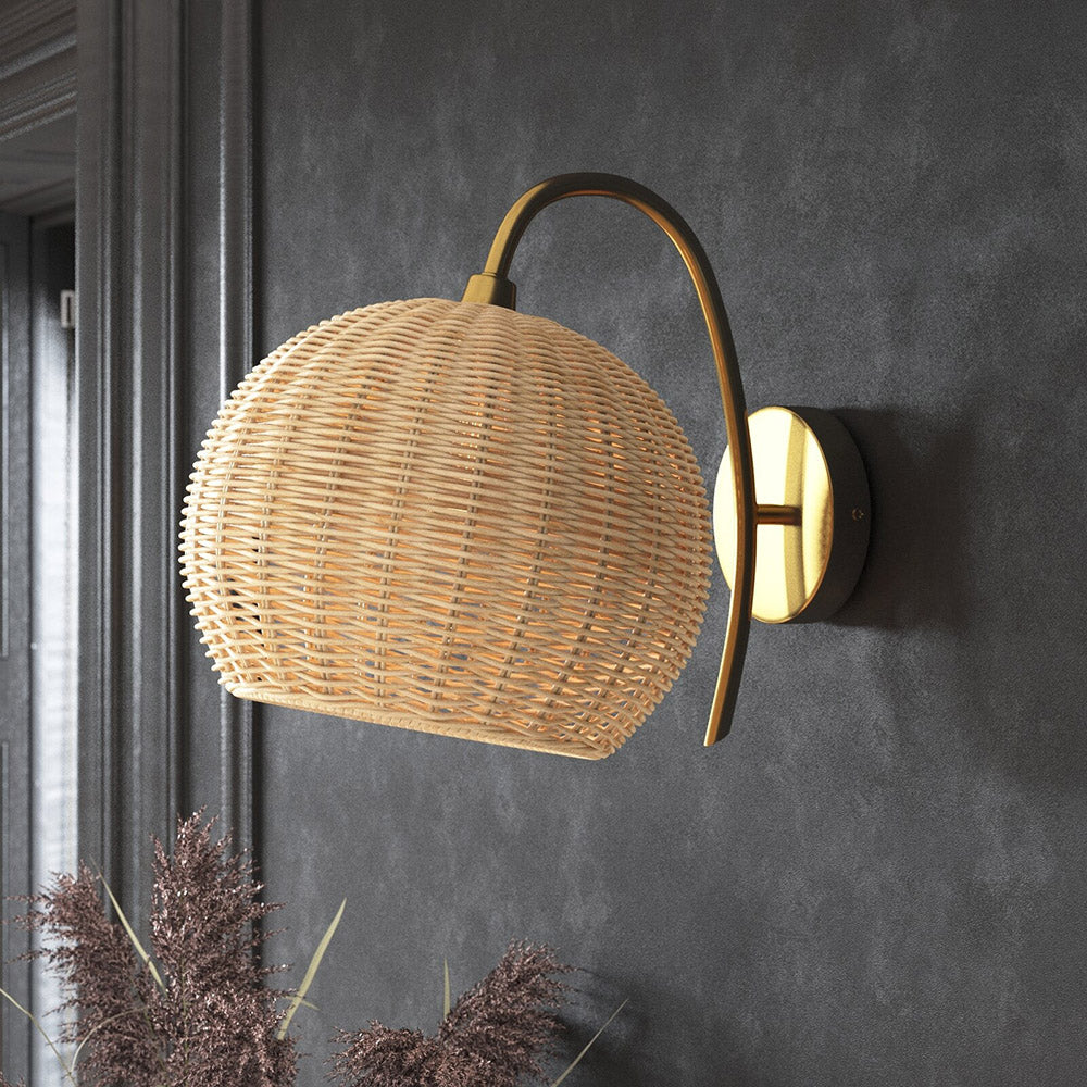 Rattan Lantern Wall Sconce