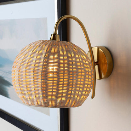 Rattan Lantern Wall Sconce