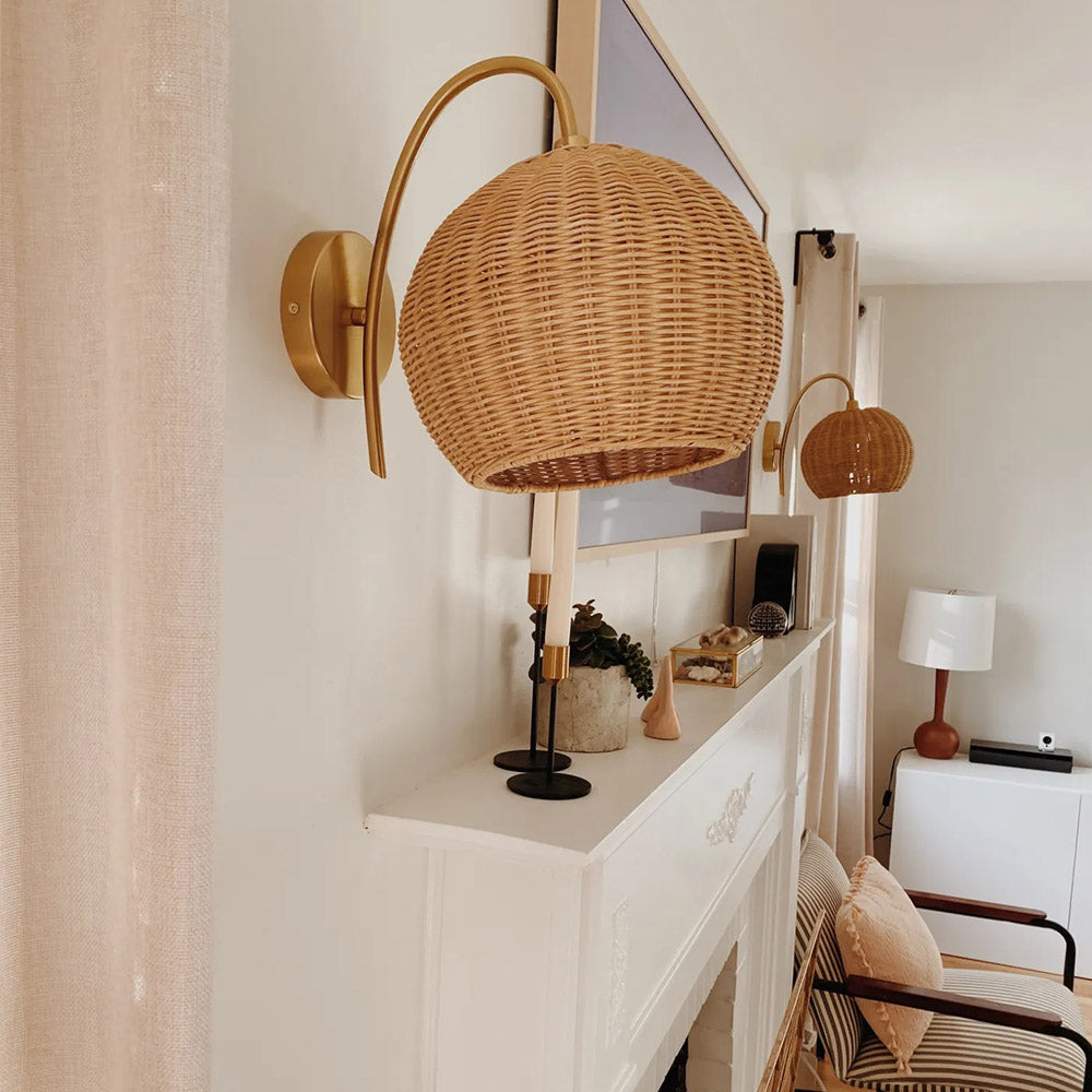 Rattan Lantern Wall Sconce