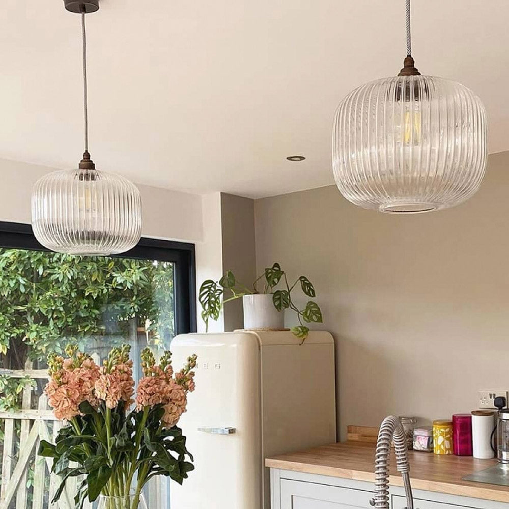 Luxury Ribbed Clear Glass Pendant