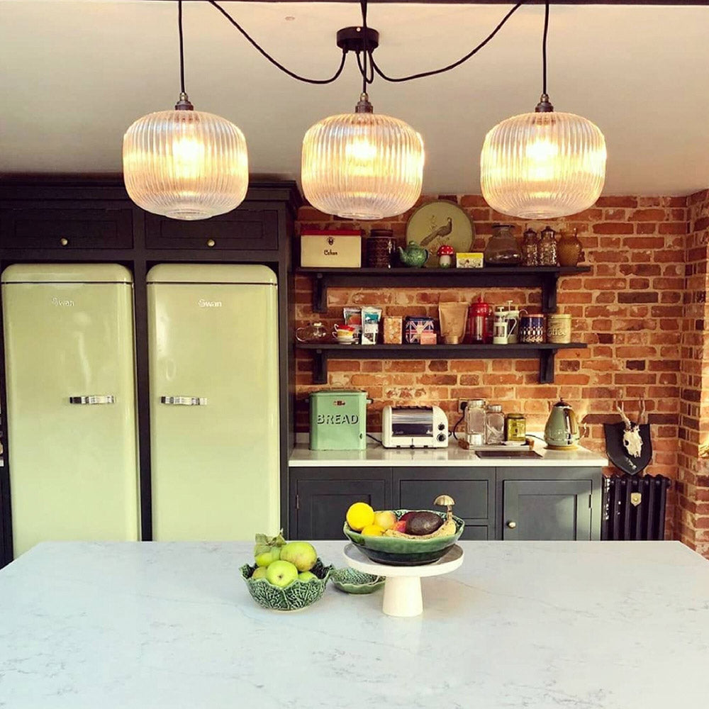 Luxury Ribbed Clear Glass Pendant