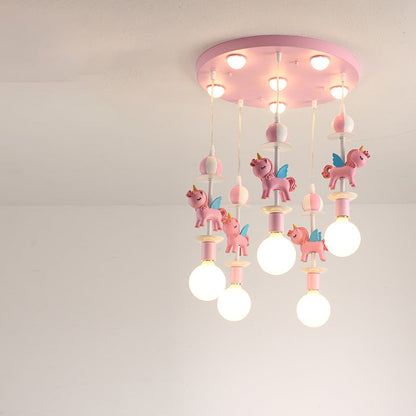 Pink Glass Ball Pendant Light for Kids