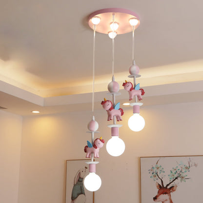 Pink Glass Ball Pendant Light for Kids