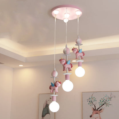 Pink Glass Ball Pendant Light for Kids
