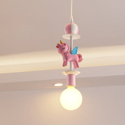 Pink Glass Ball Pendant Light for Kids