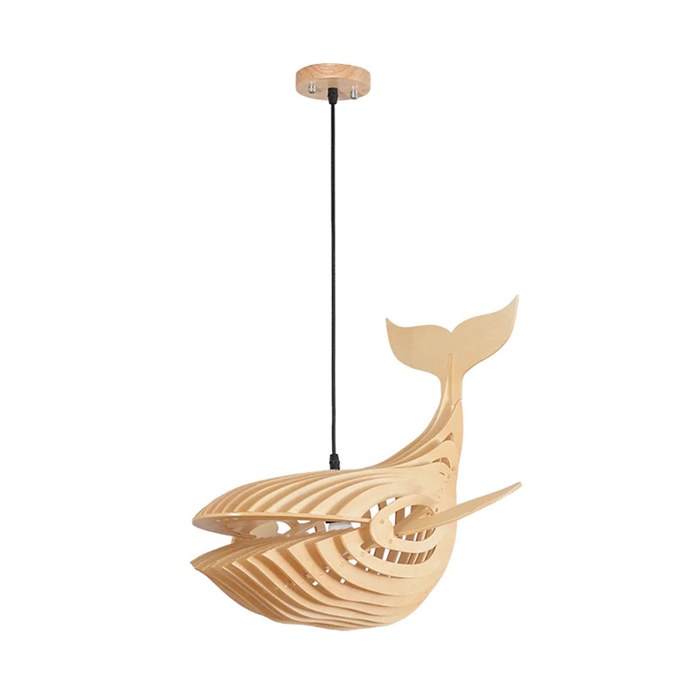 Solid Wood Whale Pendant Light