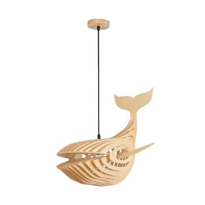 Solid Wood Whale Pendant Light