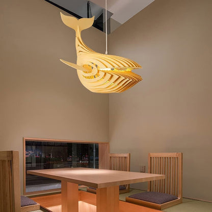 Solid Wood Whale Lamp Shade-[Modern pendant lighting for bedroom and living space]-Demolights UK