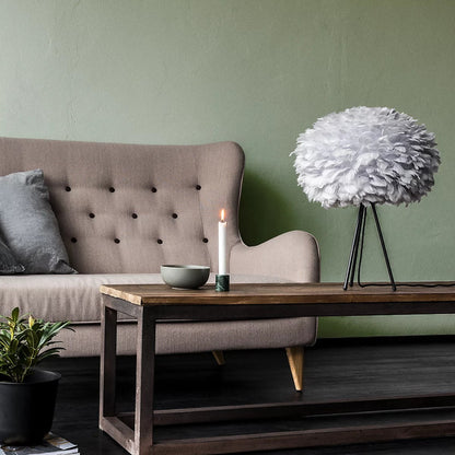 White and Grey Feather Table Lamp