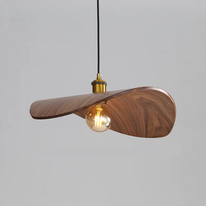 Curved Wood Veneer Wave Pendant Light