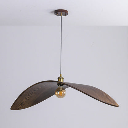 Curved Wood Veneer Wave Pendant Light