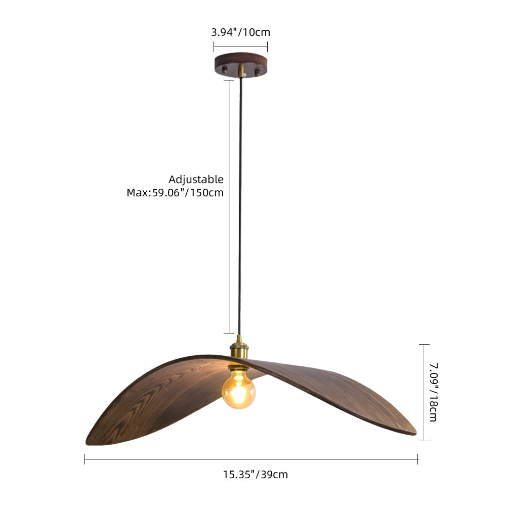 Curved Wood Veneer Wave Pendant Light