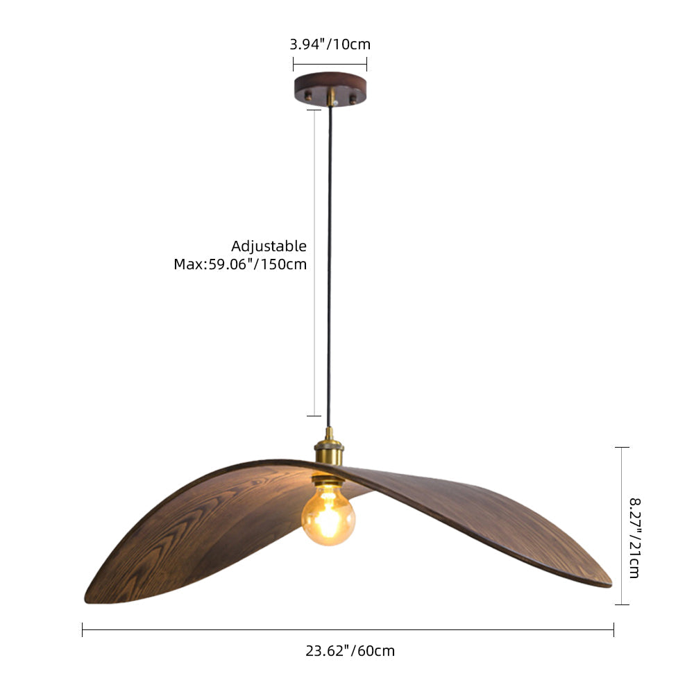Curved Wood Veneer Wave Pendant Light