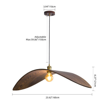 Curved Wood Veneer Wave Pendant Light