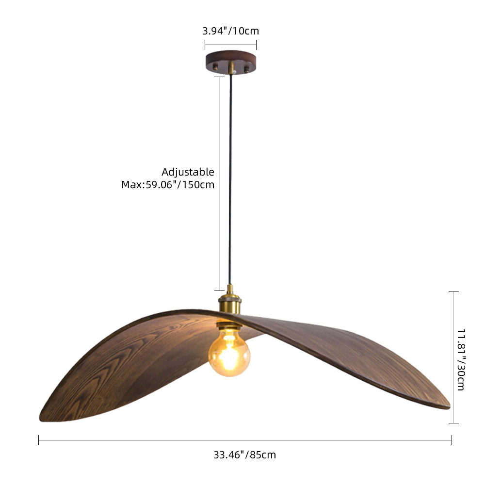 Curved Wood Veneer Wave Pendant Light