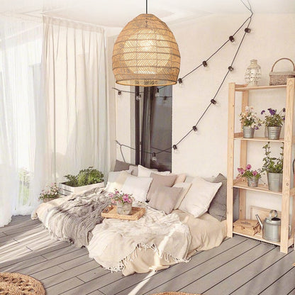 Simple Basket Rattan Wicker Pendant