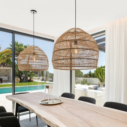 Hand-Woven Rattan Dome Pendant
