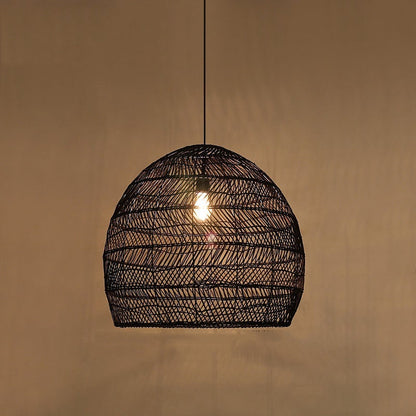 Black Rattan Basket Pendant Shade