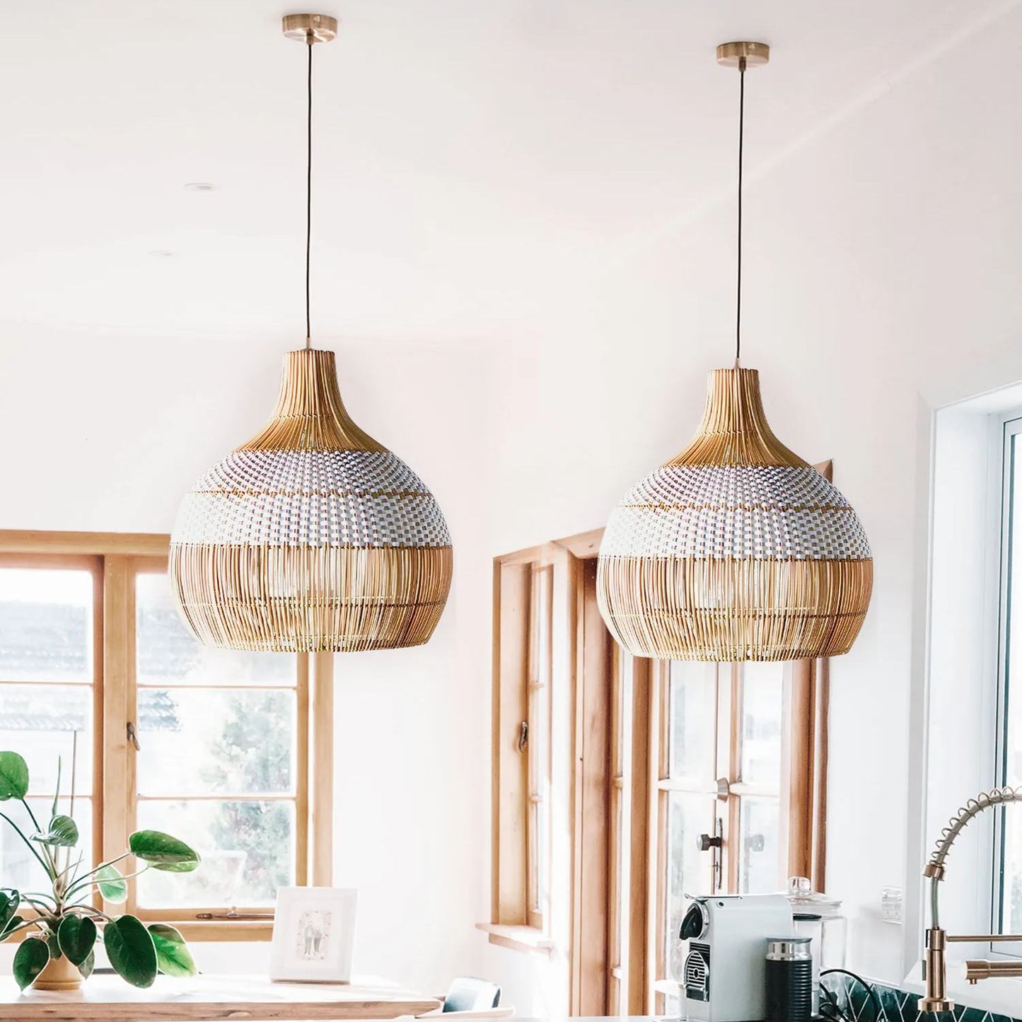 White Rattan 30cm Small Pendant Light