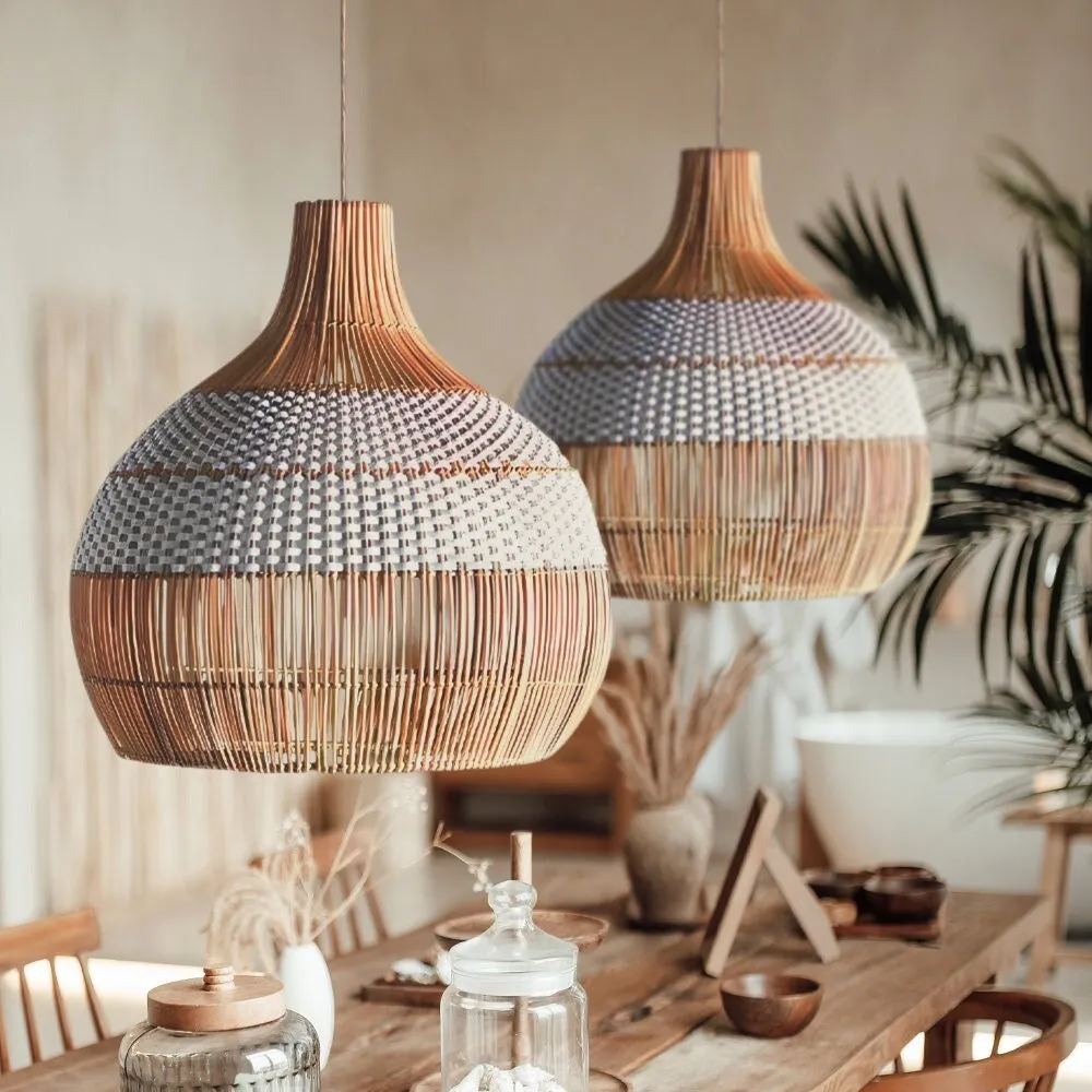 White Rattan 30cm Small Pendant Light