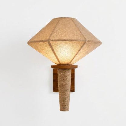 Wood and Fabric Japandi Wall Sconce