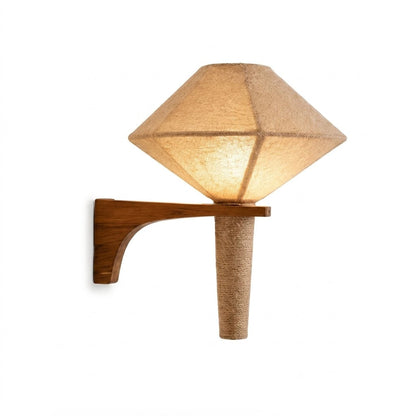 Wood and Fabric Japandi Wall Sconce
