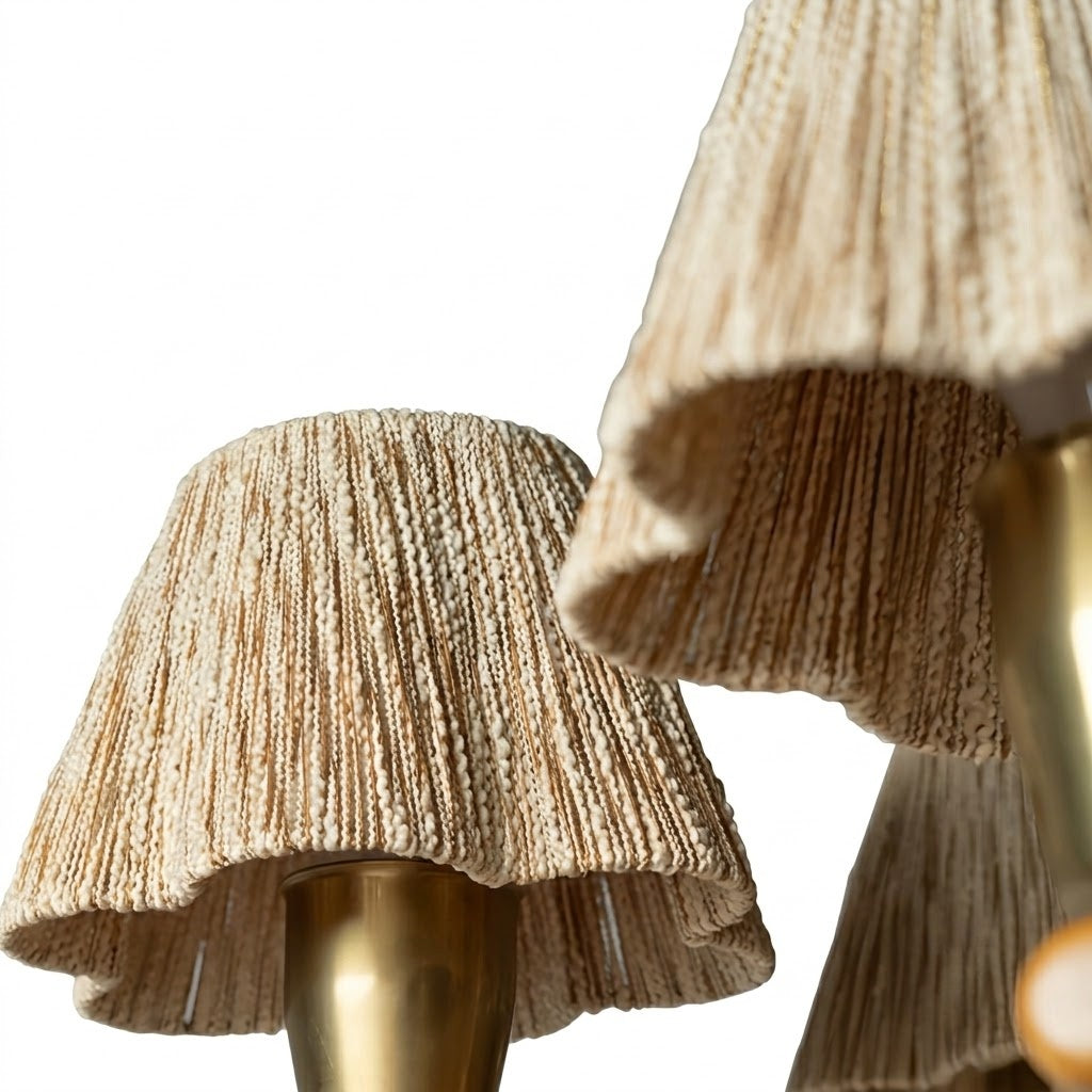 Solid Wood and Brass 5-Light Chandelier