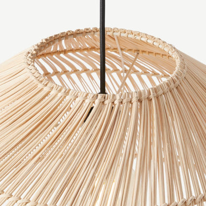 Wide Natural Woven Wicker Pendant