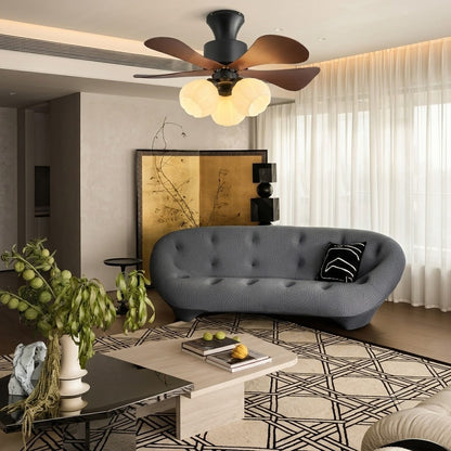 Nordic Flower Glass Shade Ceiling Fan