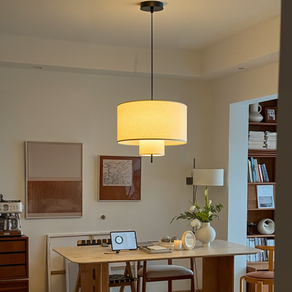 Nested Linen Drum Pendant Light
