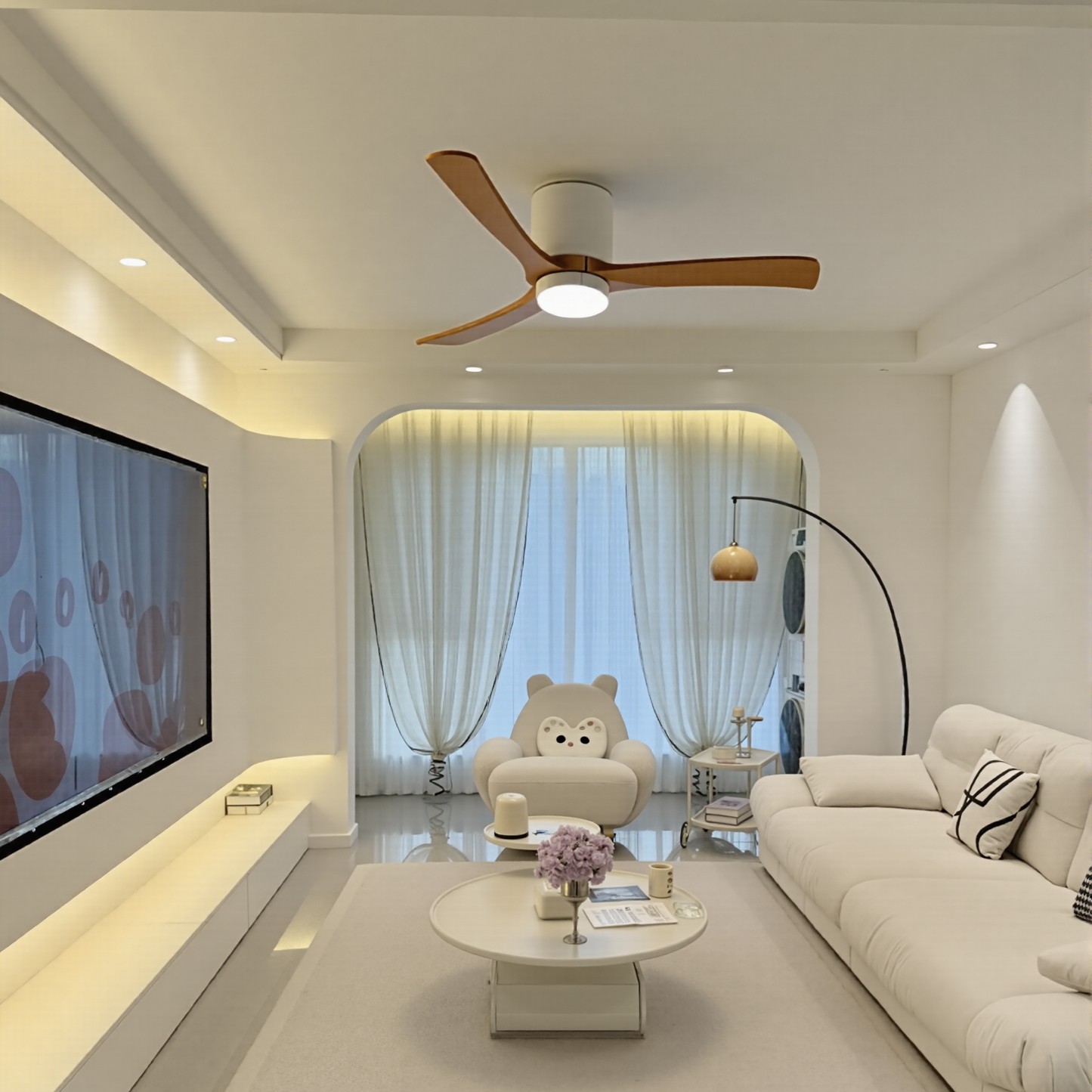 Low Profile Solid Wood Hugger Fan