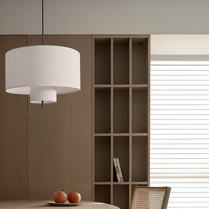 Nested Linen Drum Pendant Light