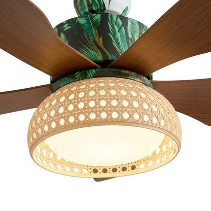 Retro Tropical Rattan Ceiling Fan