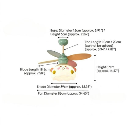 Kids Bear Ceiling Fan with LED Light
