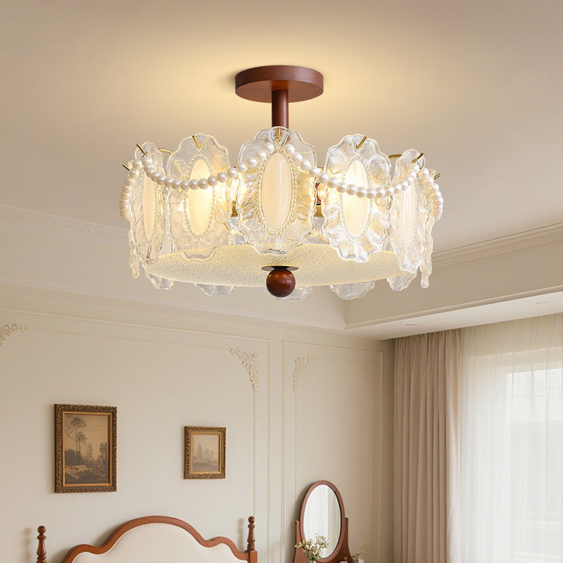 French-style Glass Ceiling Lamp for Living Room-[Modern pendant lighting for bedroom and living space]-Demolights UK