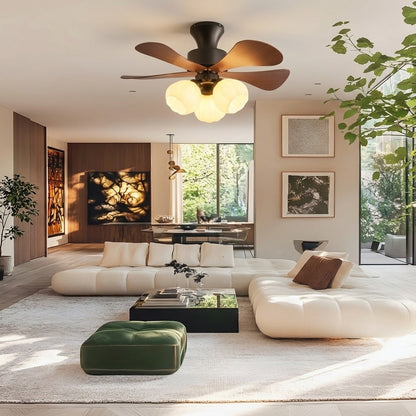 Nordic Flower Glass Shade Ceiling Fan