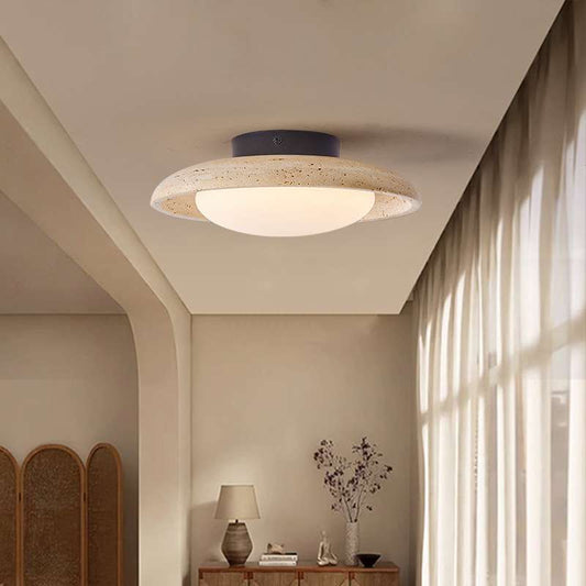 Vintage Yellow Travertine Stone Ceiling Light for Entrance Balcony-[Modern pendant lighting for bedroom and living space]-Demolights UK