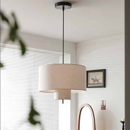 Nested Linen Drum Pendant Light