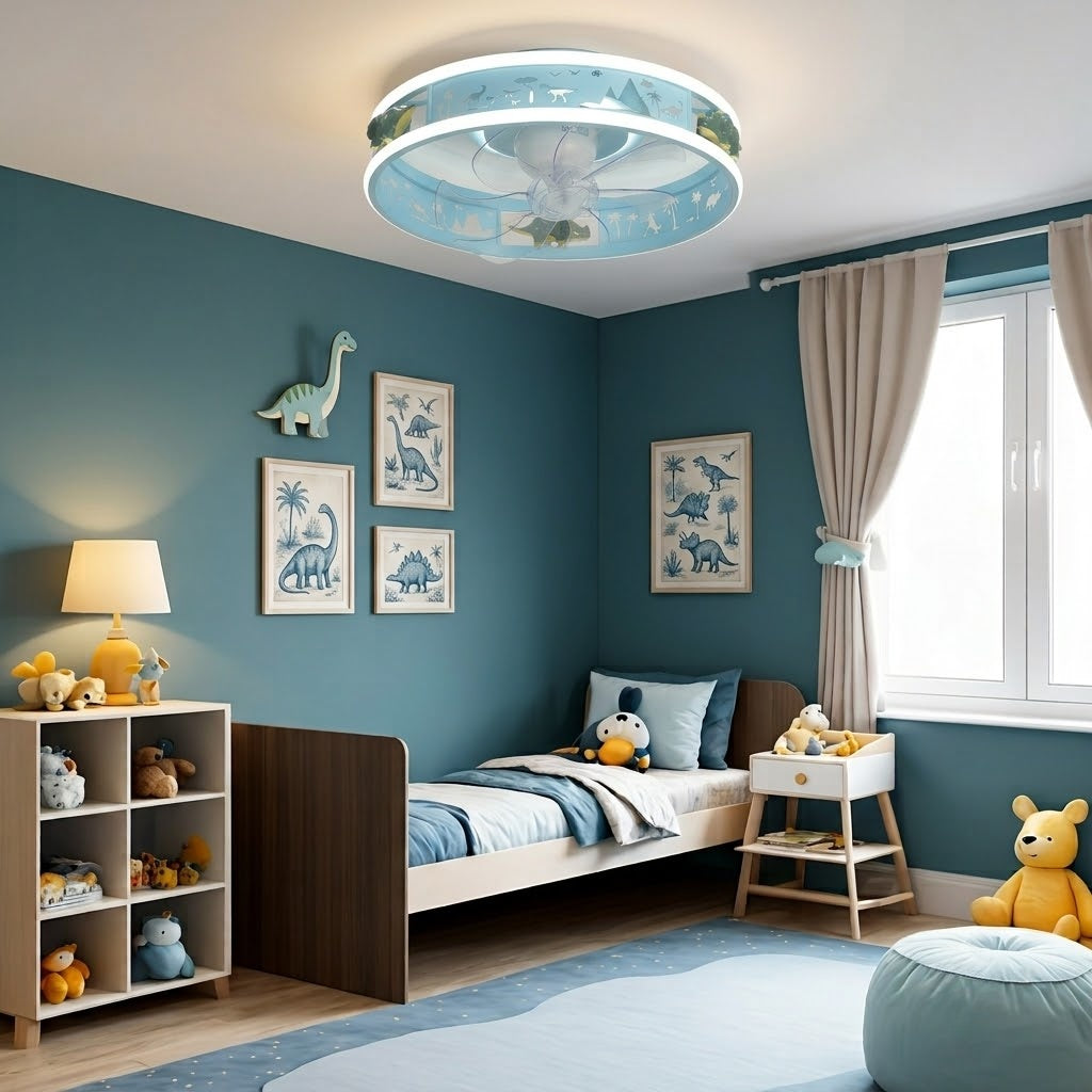 Kids Round Ceiling Fan with LED Light