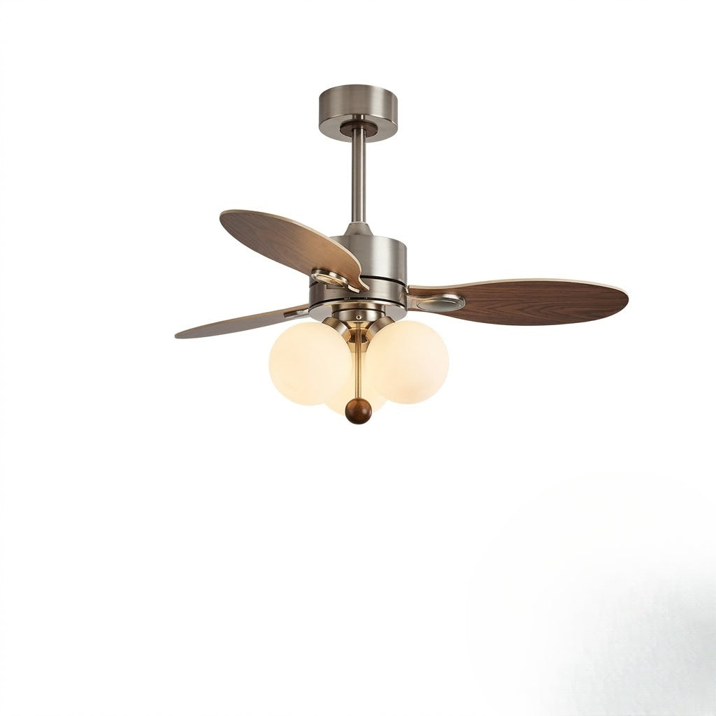 Wooden Blade Fan with Glass Shades