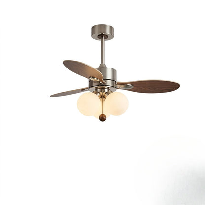 Wooden Blade Fan with Glass Shades