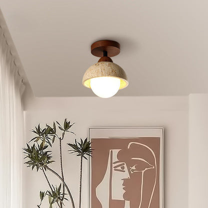 Yellow Travertine Wabi-Sabi Style Ceiling Light Entryway for Corridor Hallway Porch Balcony-[Modern pendant lighting for bedroom and living space]-Demolights UK