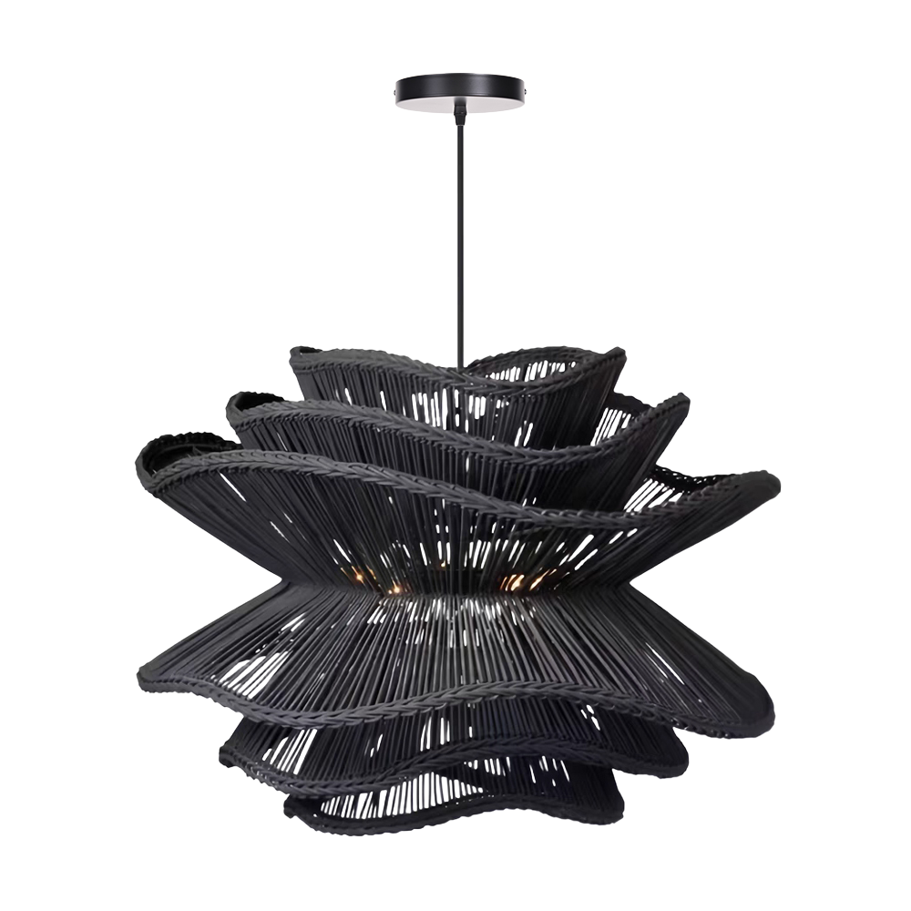 Flower Rattan Wicker Pendant Light