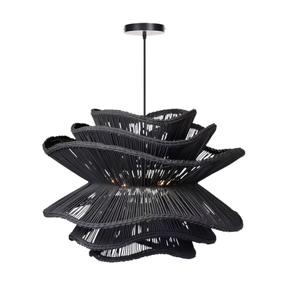 Flower Rattan Wicker Pendant Light