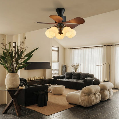 Nordic Flower Glass Shade Ceiling Fan