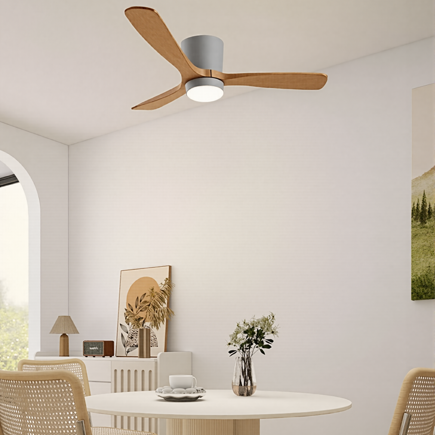 Low Profile Solid Wood Hugger Fan