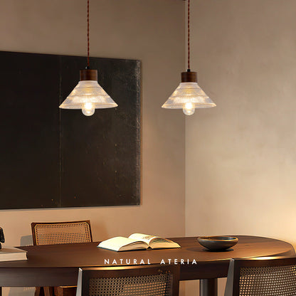 Walnut Wood and Glass Bedroom Pendant